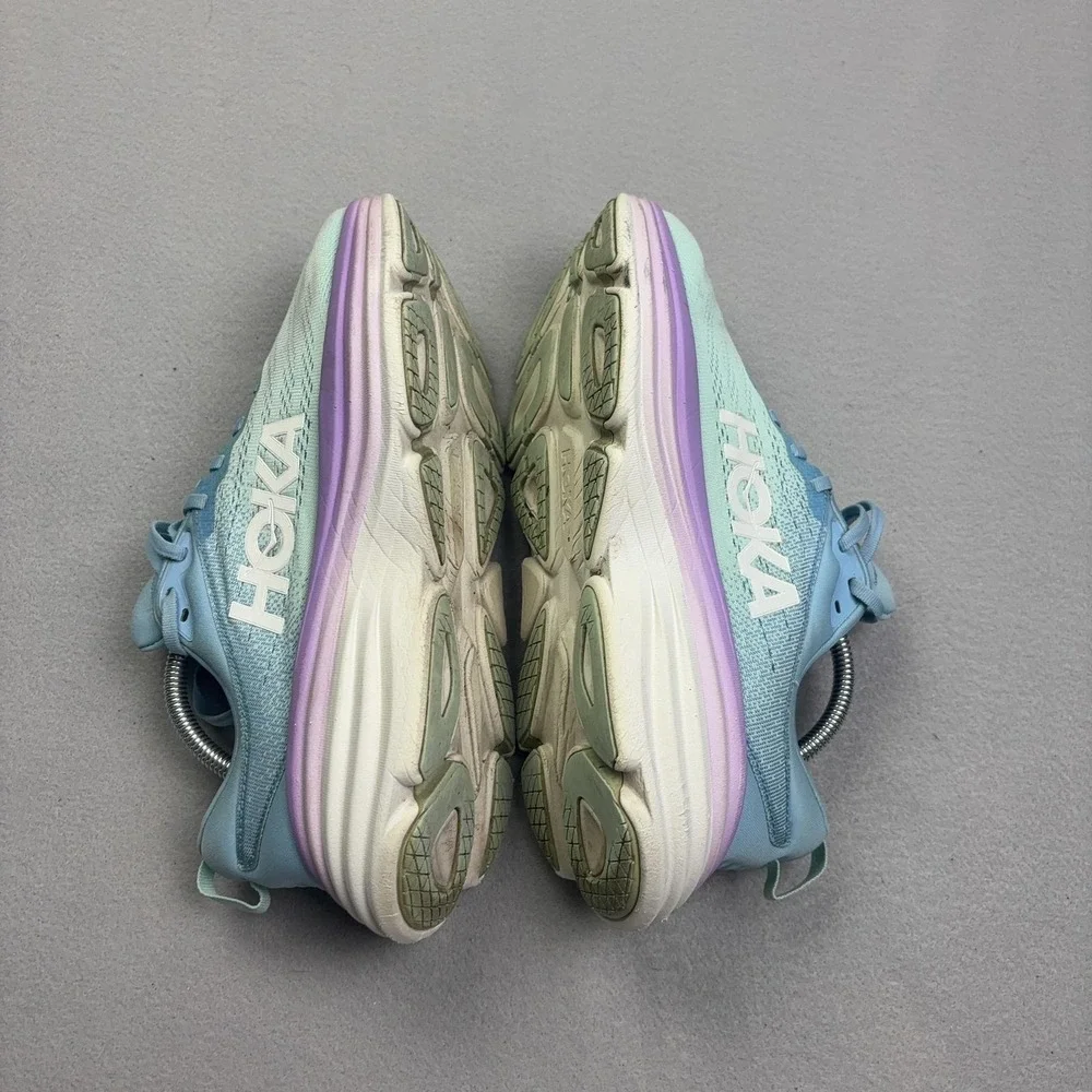Hoka One One Bondi 8 Shoes Womens Size 10.5 Blue Running Sneakers Mesh Athletic